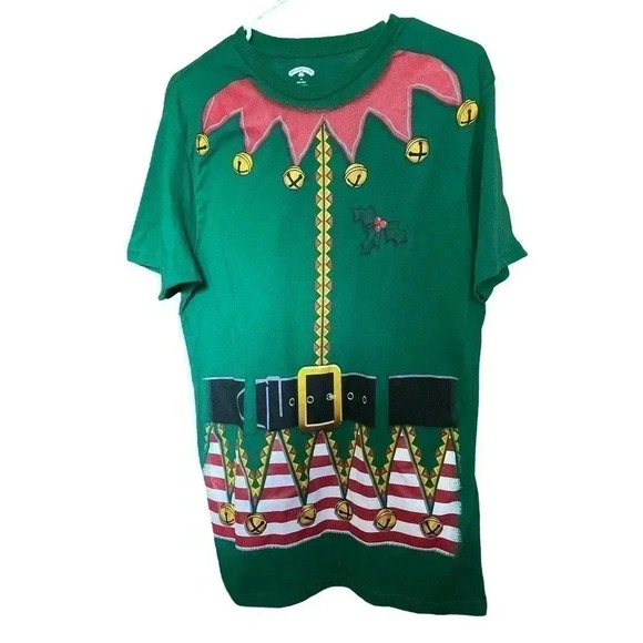 Holiday Time Men's Christmas Elfie ELF SUIT Costume T-Shirt Size Medium 38 - 40 - Picture 1 of 2